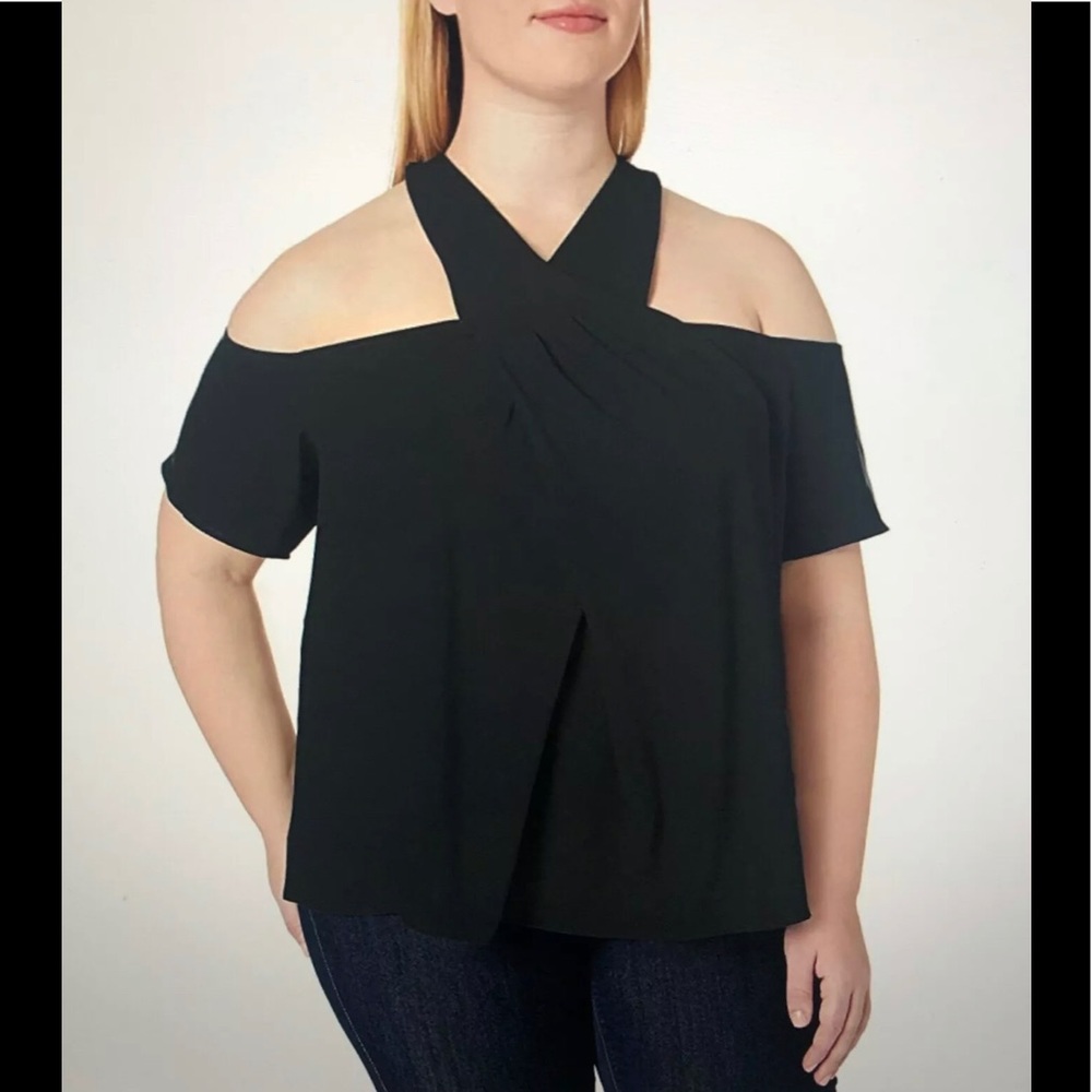 RACHEL Roy Plus Black Twist Cold Shoulder Top!
